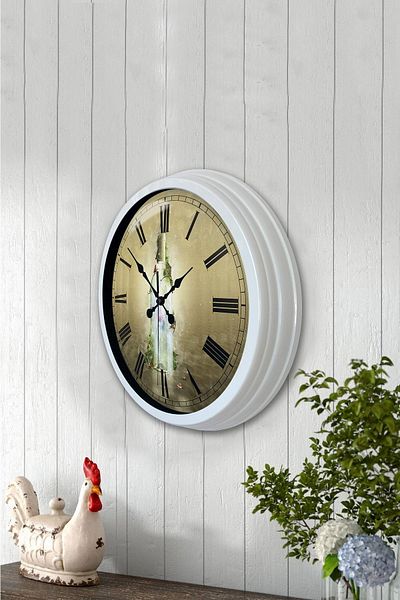 Kasva Concept Cadou 40 Cm Ceas de Perete Sticla Metal Alb