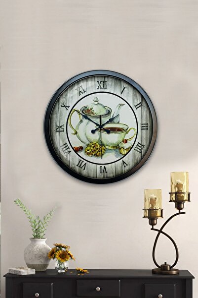 Kasva Concept هدية ساعة حائط مطبخ معدنية سوداء مقاس 40 سم