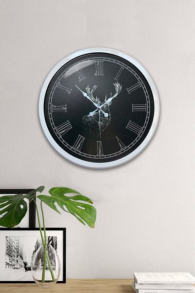 Kasva Concept Gift 40 cm White Metal Animals Wall Clock