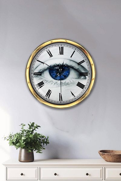 Kasva Concept Gift 40 cm Gold Metal Eye Wall Clock