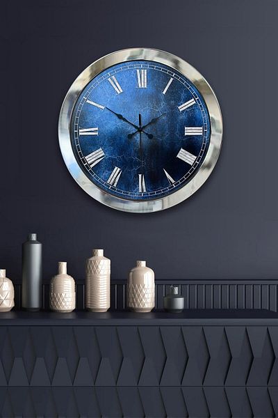 Kasva Concept Gift 36 cm Chrome Metal Ekol Wall Clock
