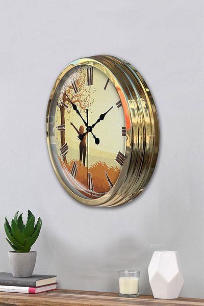 Kasva Concept Gift 40 Cm Gold Metal Freedom Wall Clock