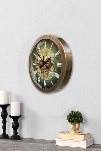Kasva Concept 36 cm Tumbled Metal Butterfly Wall Clock