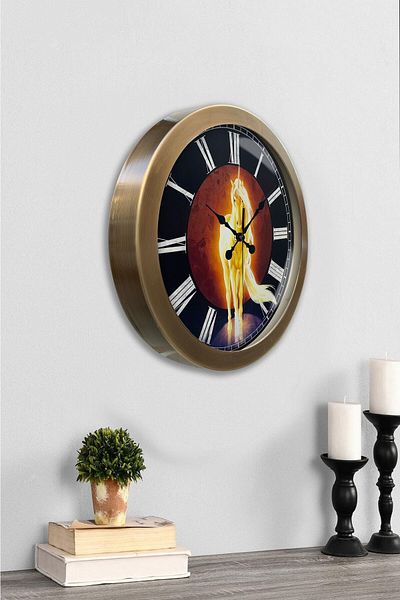 Kasva Concept Gift 36 cm Antique Metal Horse Wall Clock
