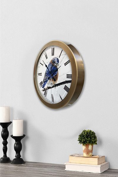 Kasva Concept 36 cm Tumbled Metal Bird Wall Clock