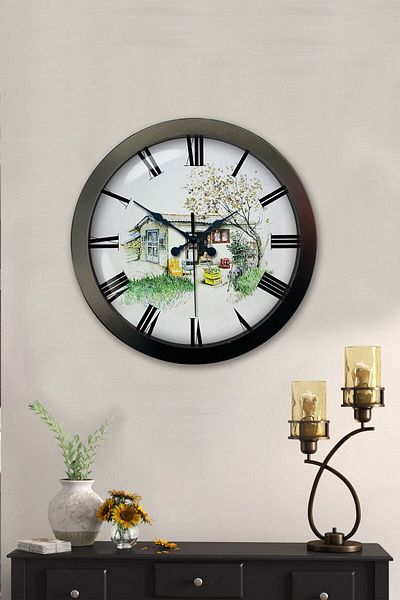 Kasva Concept Gift 36 cm Black Metal Vintage Home Wall Clock