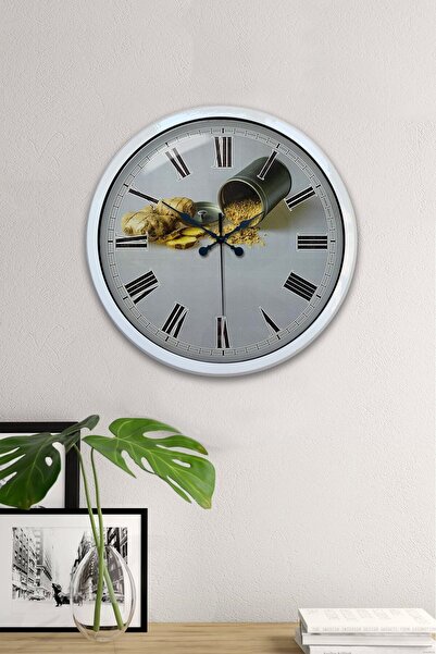 Kasva Concept هدية ساعة حائط مطبخ معدنية بيضاء مقاس 40 سم