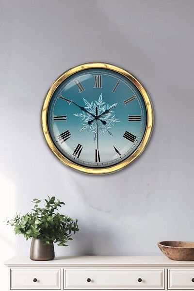 Kasva Concept Gift 40 cm Gold Metal Snowflake Wall Clock Clock