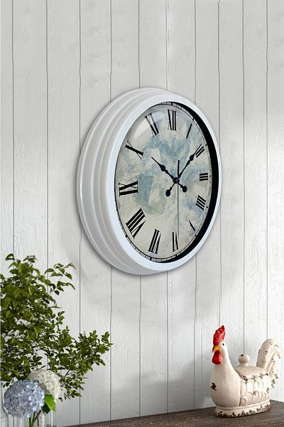 Kasva Concept Gift 40 cm White Metal Izmir Wall Clock