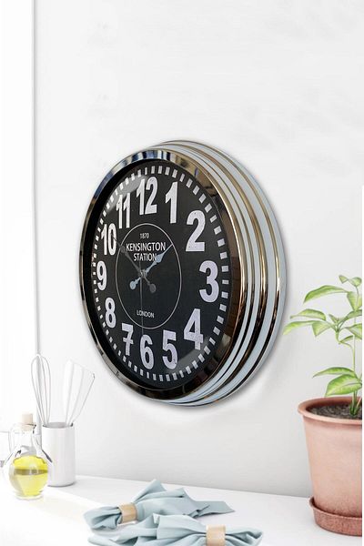 Kasva Concept Gift 40 cm Chrome Metal Kensington Wall Clock