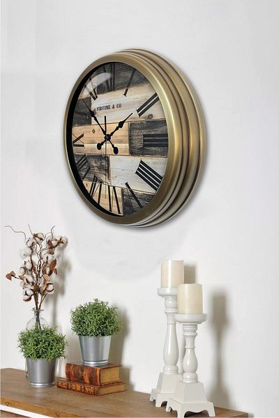 Kasva Concept Gift 40 cm Antique Metal Firstime Wall Clock