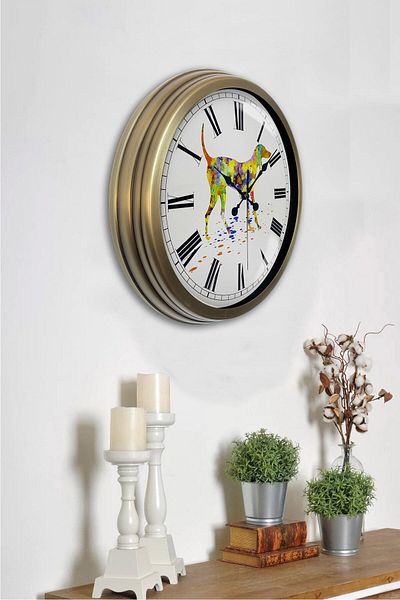 Kasva Concept 36 cm Antique Metal Dog Figure Wall Clock
