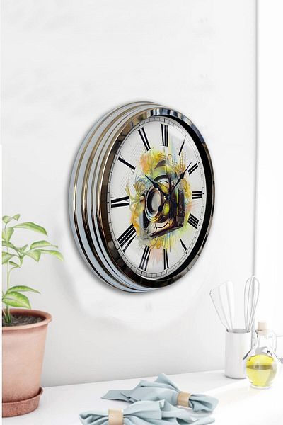 Kasva Concept Gift 40 cm Chrome Metal Photo Wall Clock