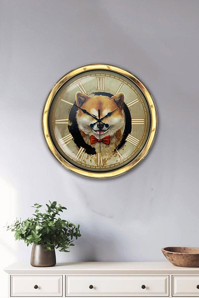 Kasva Concept Gift 40 cm Gold Metal Wolf Wall Clock