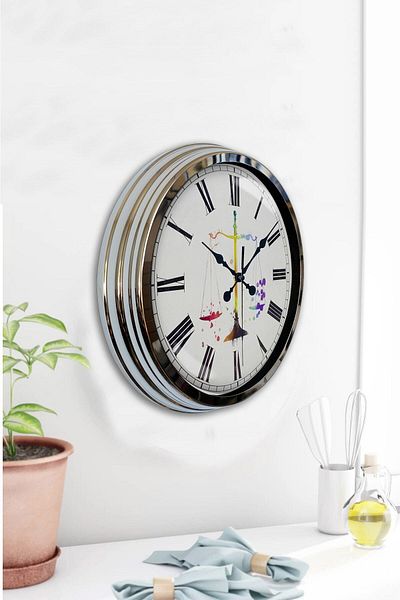 Kasva Concept 40 Cm Chrome Metal Justice Wall Clock Gift