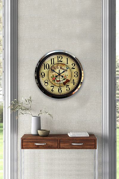 Kasva Concept 40 cm Chrome Metal Kitchen Wall Clock