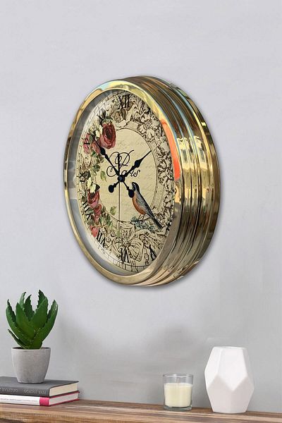 Kasva Concept Gift 40 cm Gold Metal Paris Wall Clock