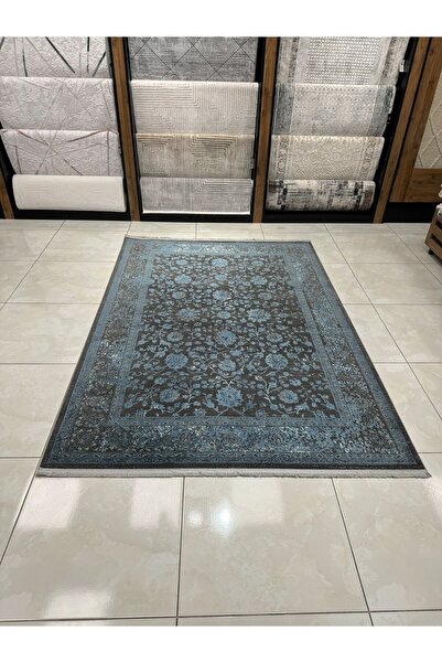 DİLEK HALI VEGA 0955 B ANTRASİT LACİVERT Akrilik ve Viskon ile Üretilen Modern Desenli Makine Halısı