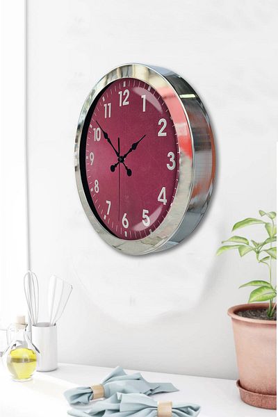 Kasva Concept Gift 36 cm Chrome Metal Classic Wall Clock