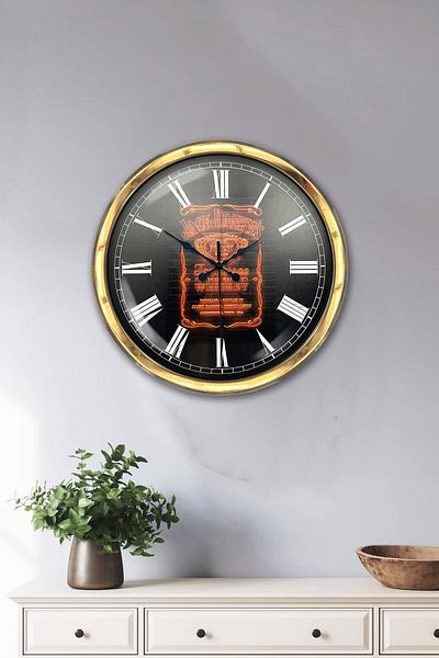 Kasva Concept Gift 40 cm Gold Metal Whiskey Wall Clock