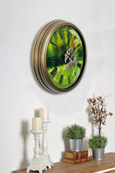 Kasva Concept هدية ساعة حائط أرنب معدنية عتيقة مقاس 40 سم