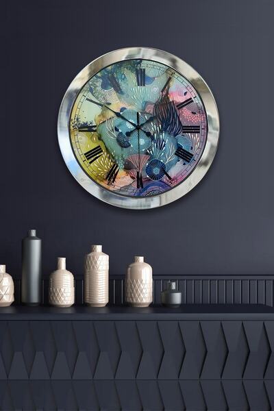 Kasva Concept ساعة حائط هدية 36 سم كروم معدنية بألوان مختلفة