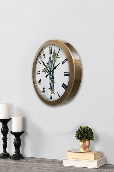 Kasva Concept Gift 36 cm Antique Metal Textile Wall Clock