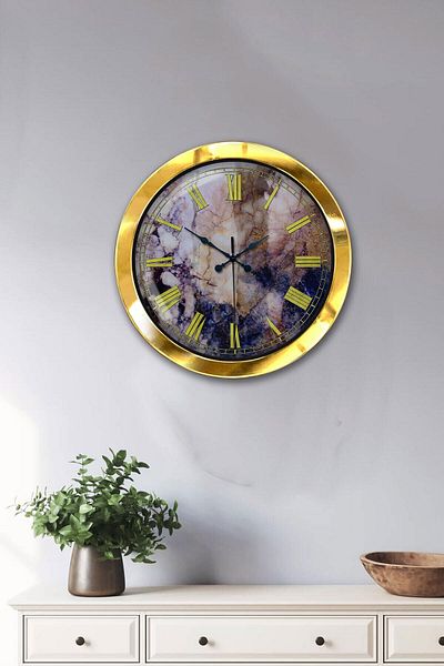 Kasva Concept Gift 36 cm Gold Metal Marble Wall Clock