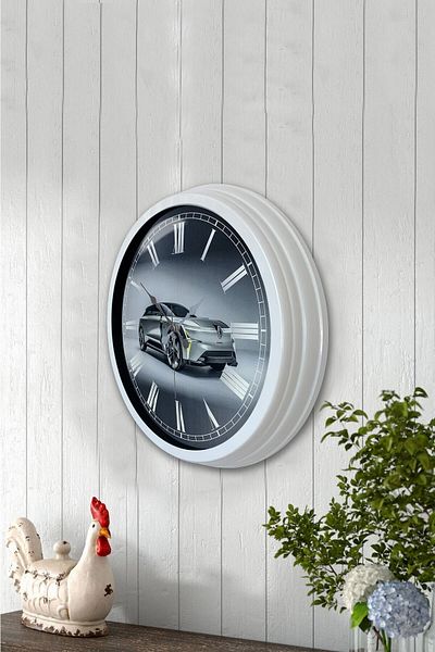 Kasva Concept Gift 40 cm White Metal Car Wall Clock