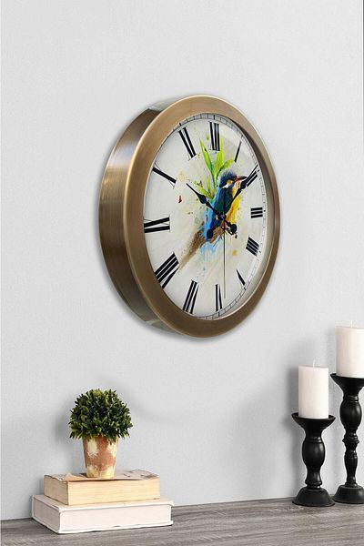 Kasva Concept 36 cm Tumbled Metal Bird Wall Clock