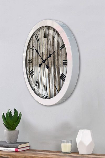 Kasva Concept 36 cm White Metal Roman Numeral Wall Clock