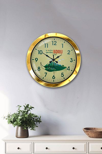 Kasva Concept 36 Cm Gold Metal Environmental Themed Wall Clock