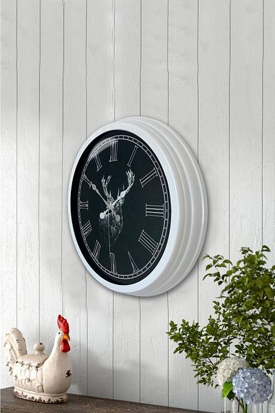 Kasva Concept Gift 40 cm White Metal Animals Wall Clock