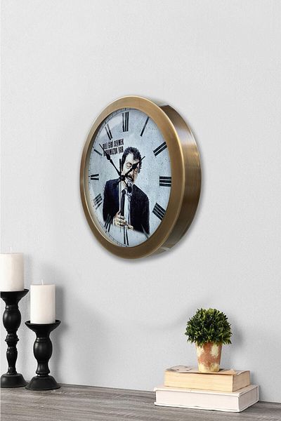 Kasva Concept Gift 36 Cm Tumbled Metal Muslim Father Wall Clock