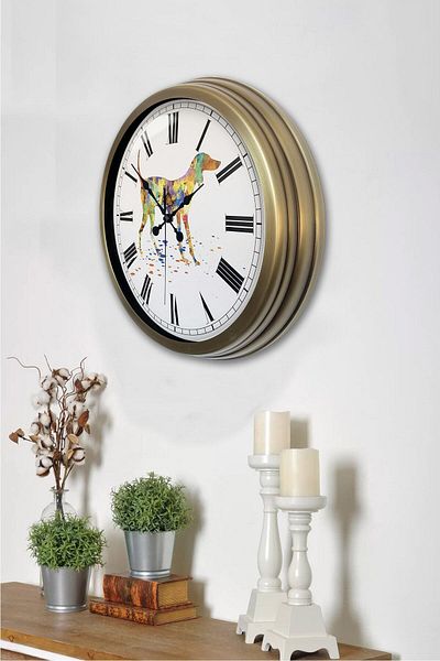 Kasva Concept 36 cm Antique Metal Dog Figure Wall Clock