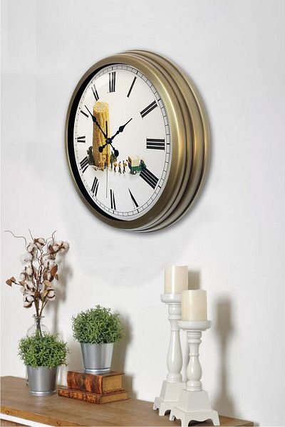 Kasva Concept Gift 40 cm Antique Metal Corn Wall Clock