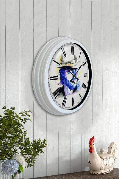 Kasva Concept Gift 40 cm White Metal Character Wall Clock
