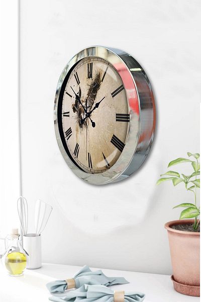 Kasva Concept Gift 36 cm Chrome Metal Design Wall Clock