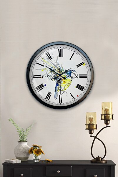 Kasva Concept ساعة حائط معدنية سوداء مقاس 40 سم