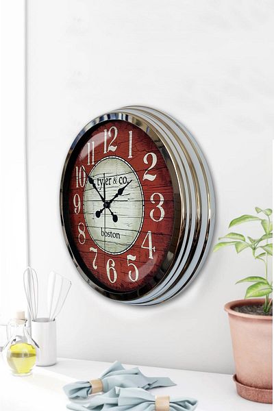 Kasva Concept Cadou 40 Cm Ceas de Perete Boston Metal Cromat