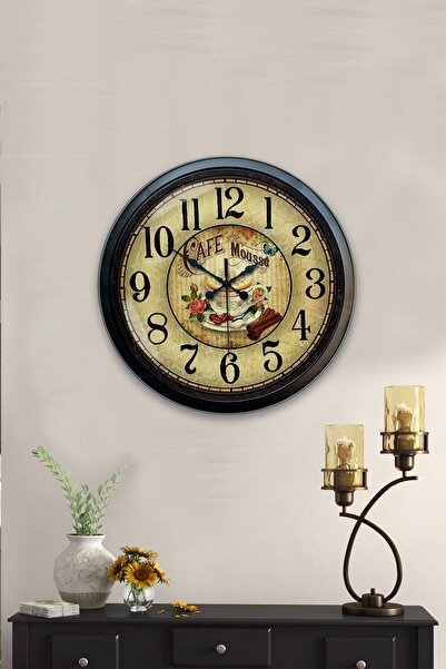 Kasva Concept هدية ساعة حائط مطبخ معدنية سوداء مقاس 40 سم