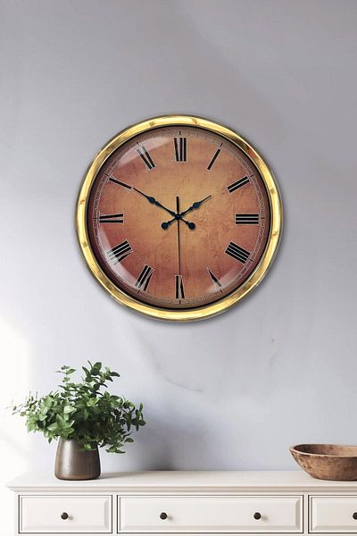 Kasva Concept Δώρο 40 εκ. Χρυσό Μεταλλικό Πορτοκαλί Ρολόι τοίχου