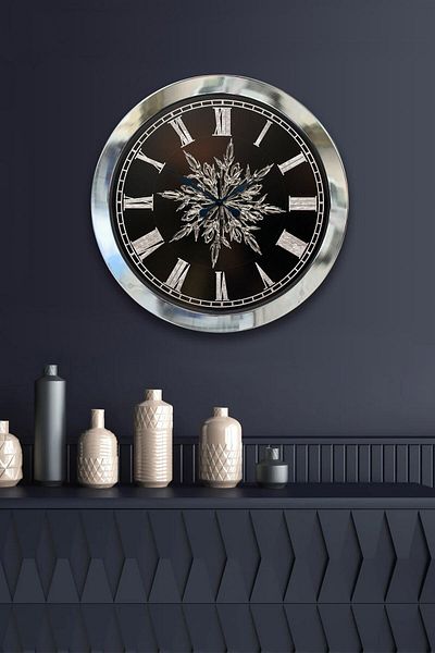 Kasva Concept 36 cm Chrome Metal Snowflake Wall Clock