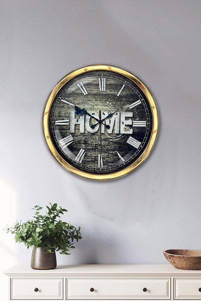 Kasva Concept Gift 40 cm Gold Metal Home Wall Clock Clock