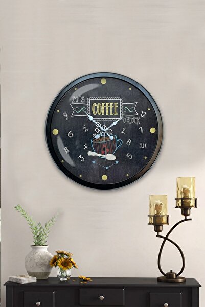 Kasva Concept هدية ساعة حائط مطبخ معدنية سوداء مقاس 40 سم