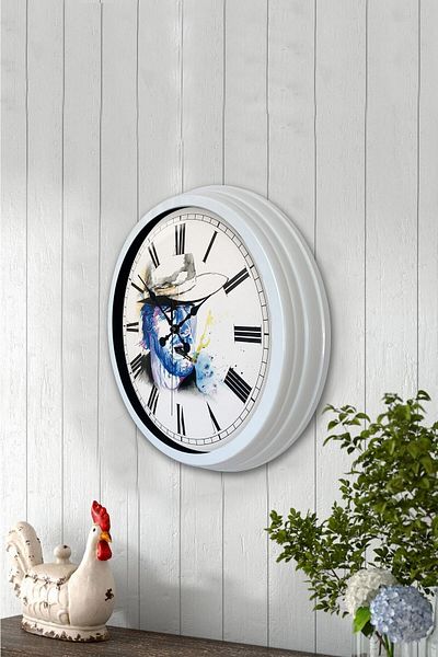 Kasva Concept Gift 40 cm White Metal Character Wall Clock