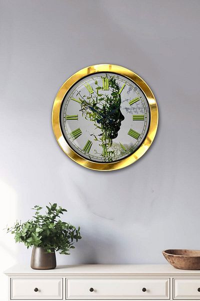 Kasva Concept Δώρο 36 εκ. Χρυσό Μεταλλικό Ρολόι Τοίχου με θέμα τον κλίμα