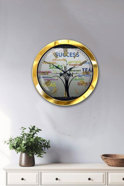 Kasva Concept هدية ساعة حائط نجاح معدنية ذهبية مقاس 36 سم