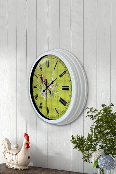 Kasva Concept Gift 40 cm White Metal Bird Wall Clock