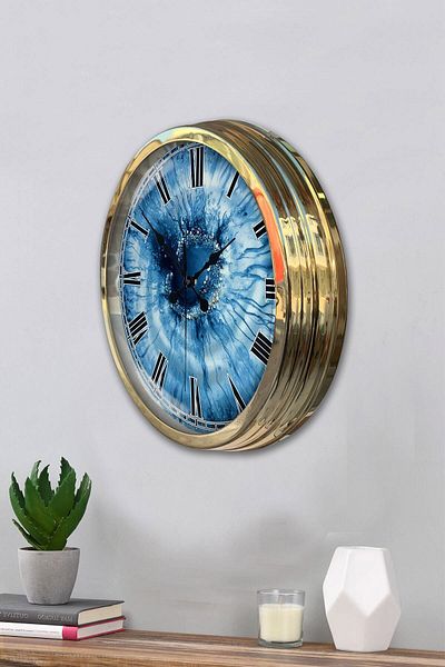 Kasva Concept Gift 40 cm Gold Metal Eye Wall Clock Clock